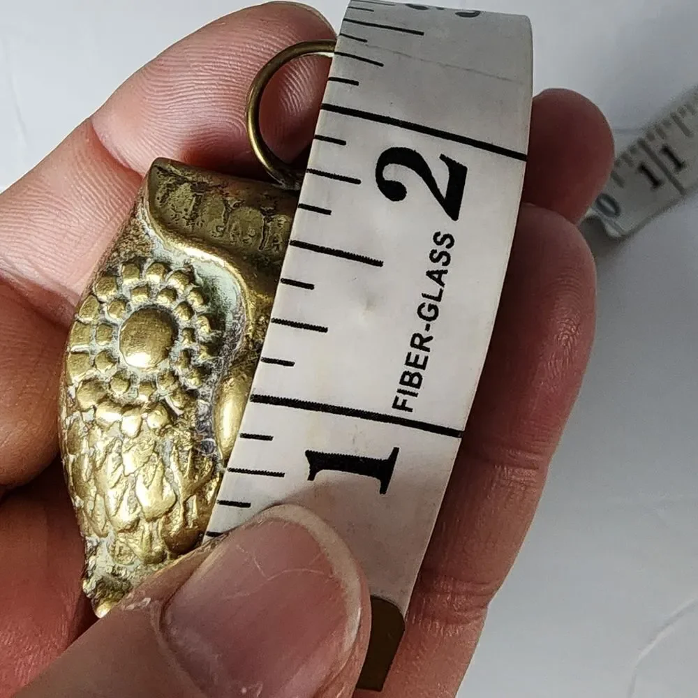 Vintage Brass owl Figurine with Aged Patina mid century 1950s brass